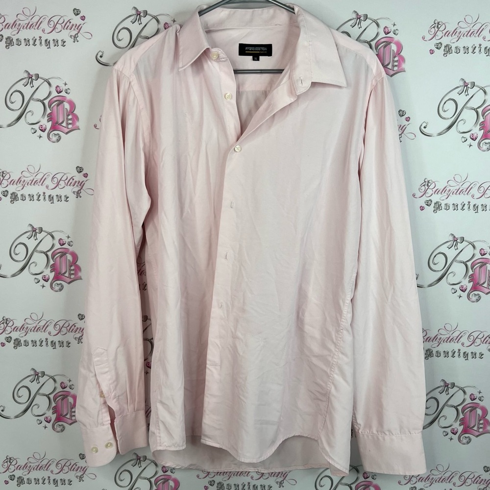 Francisco tolli button up shirt stripes white Classic Light Pink Dress Shirt